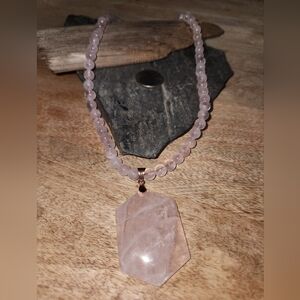 Rose Quartz and Sterling Silver Necklace NWOT 22.5 Inches